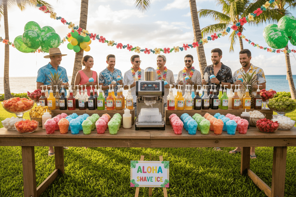 Hawaiian shave ice catering setup