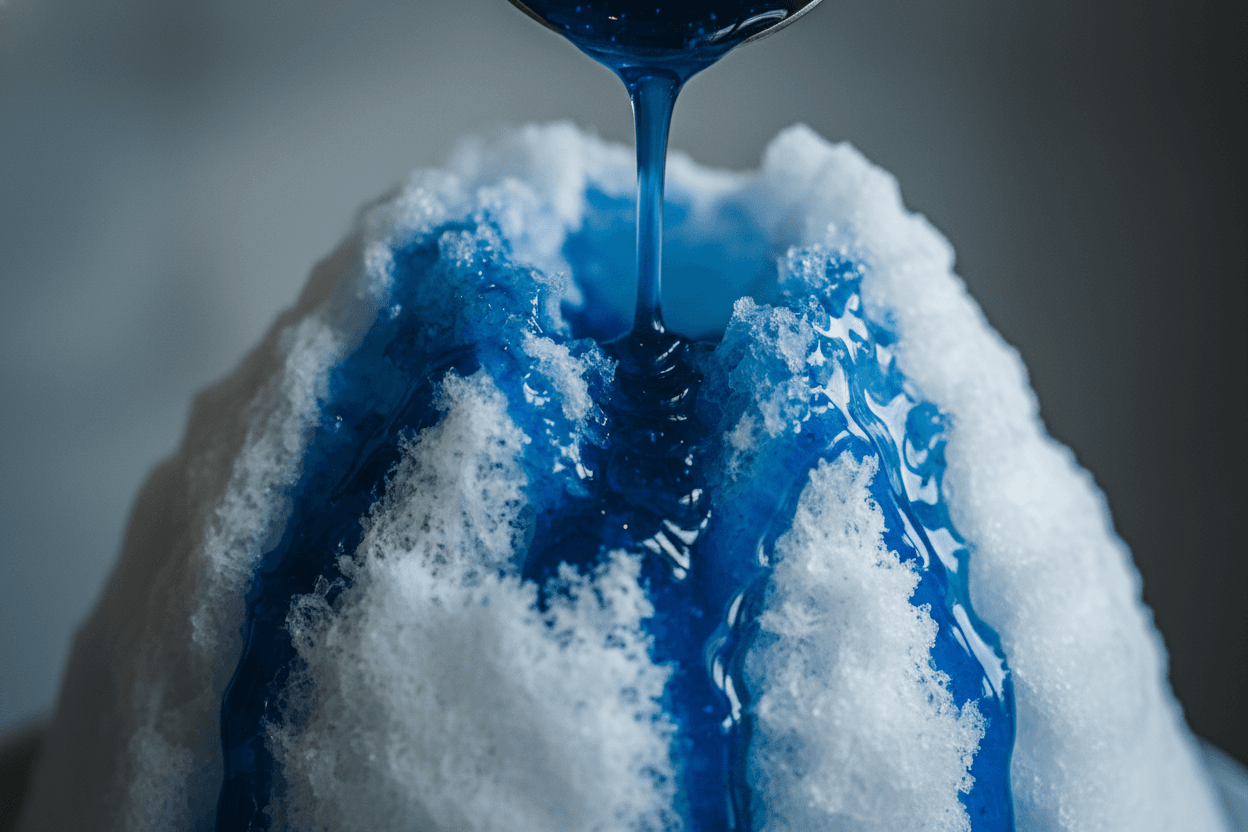 Close-up of fluffy Hawaiian shaved ice texture