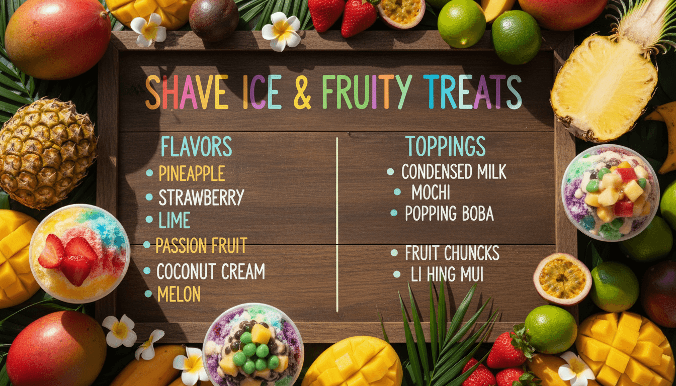 Marina's Hawaiian shave ice menu