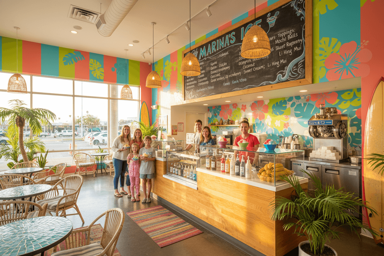 Inside Marina's Fresh Fruit Shave Ice shop